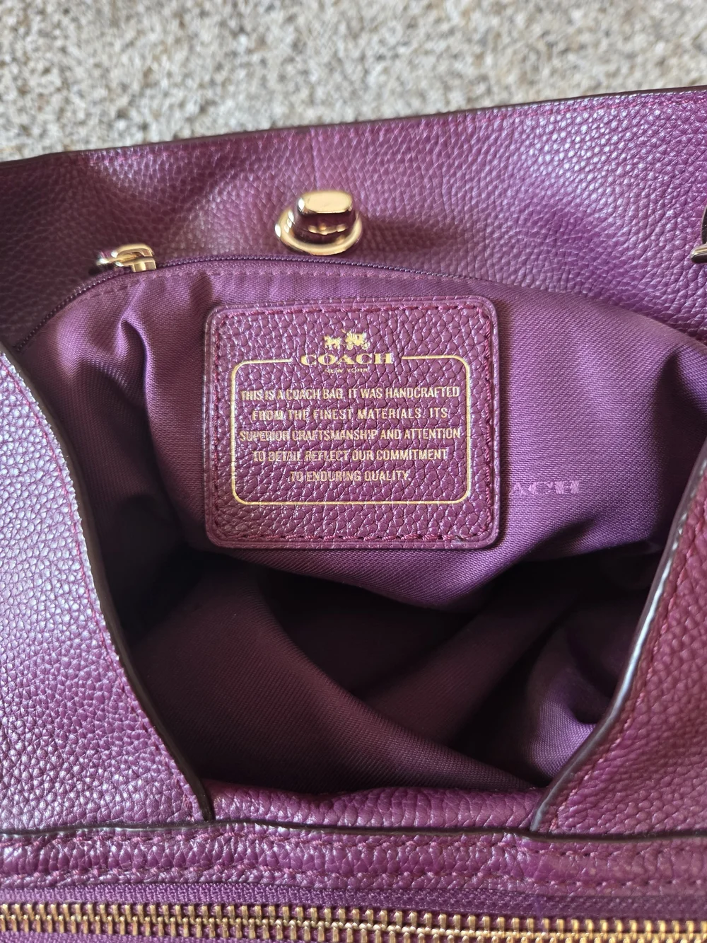 Coach Edie Pebbled Purple Turnlock Chain Bag - Picture 6 of 7